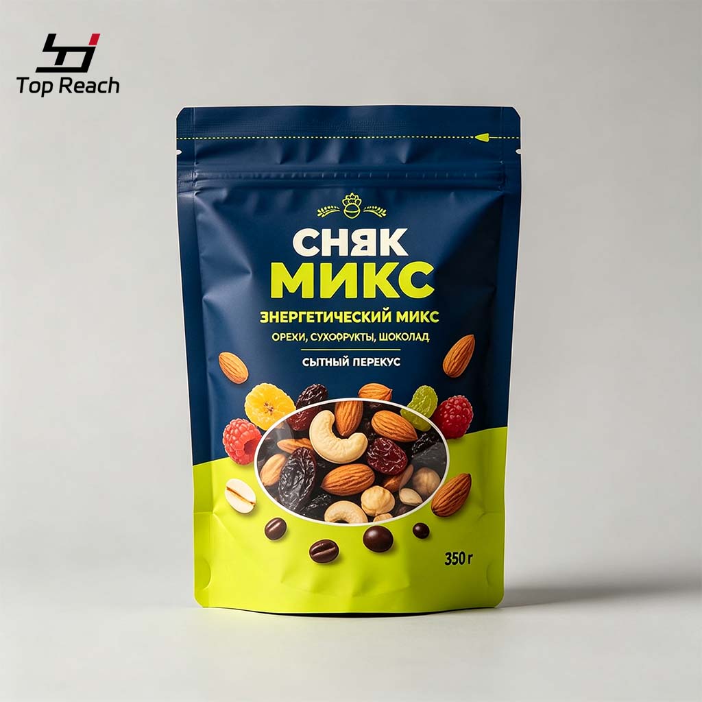 Stand-Up Resealable Pouch for Nut & Dried Fruit Energy Mix