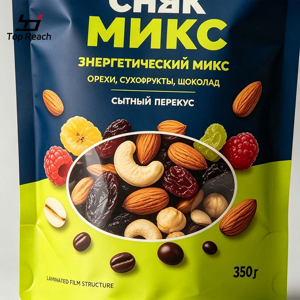 Stand-Up Resealable Pouch for Nut & Dried Fruit Energy Mix