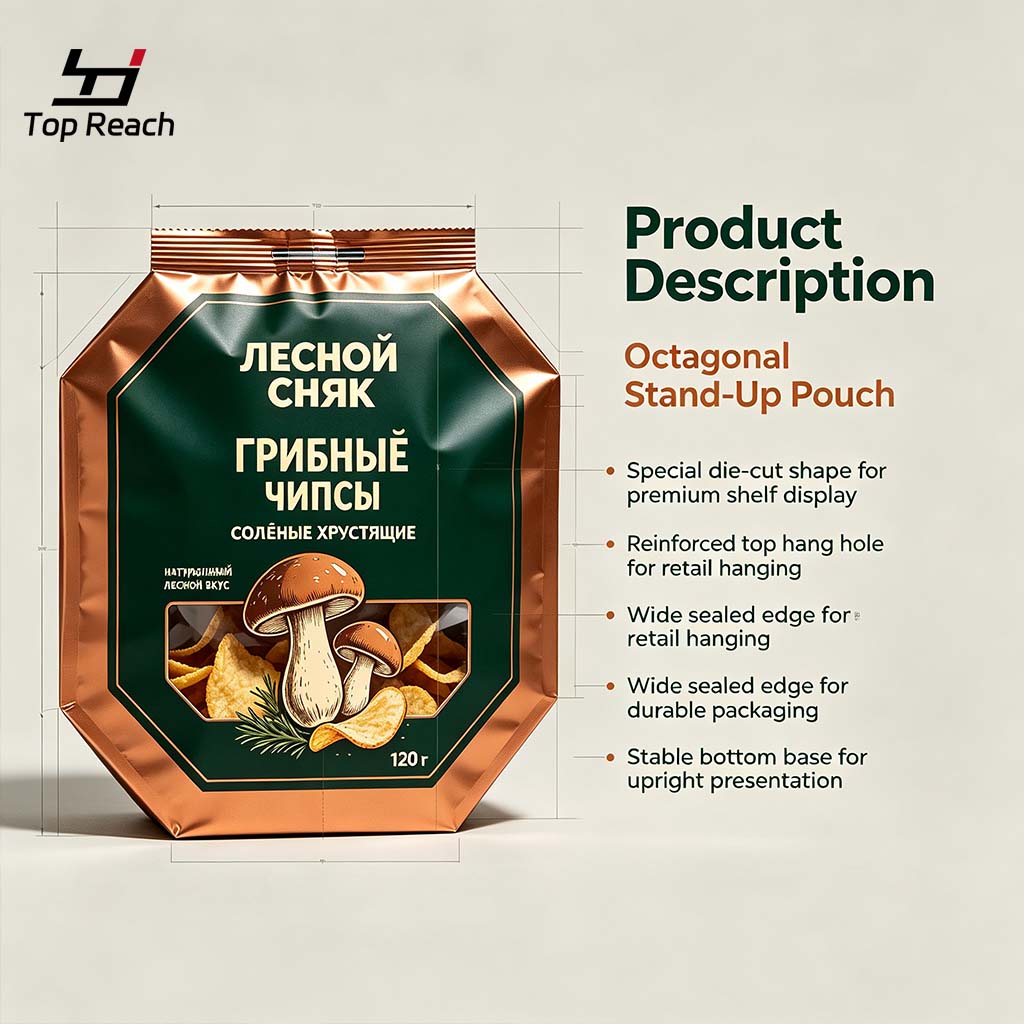 Special-Shaped Die-Cut Back-Seal Pouch with Window for Chips