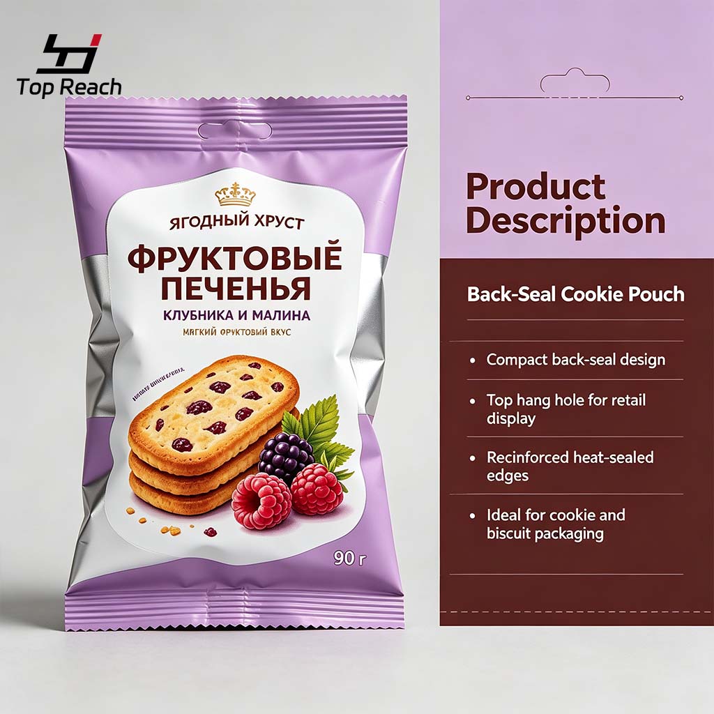 Back-Seal Pillow Pouch for Berry Filled Biscuits