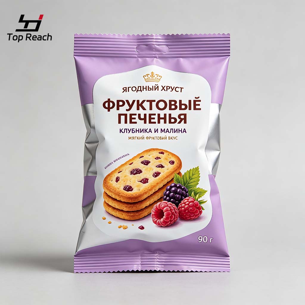 Back-Seal Pillow Pouch for Berry Filled Biscuits