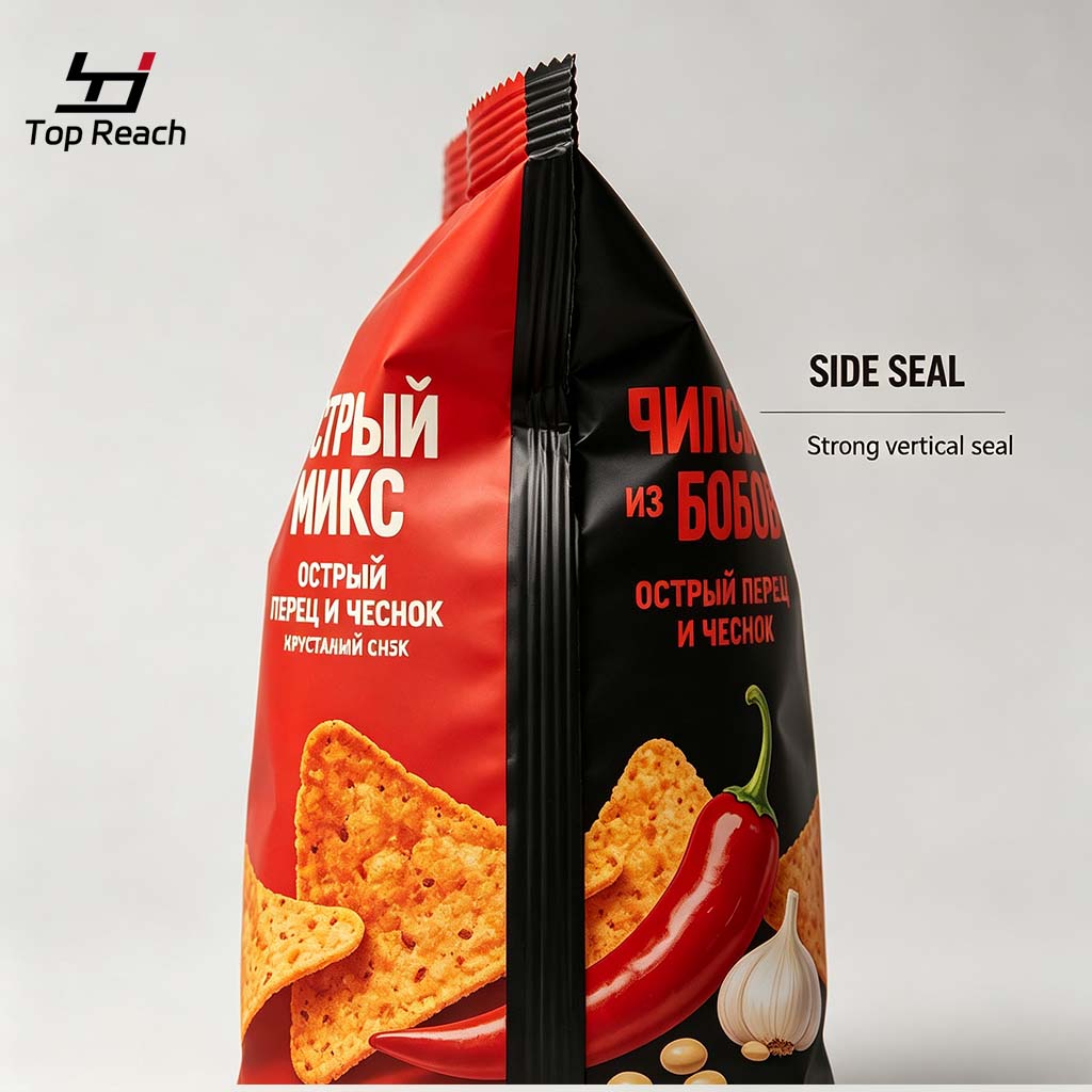Dual-Design Back-Seal Pillow Pouch for Spicy Bean Chips