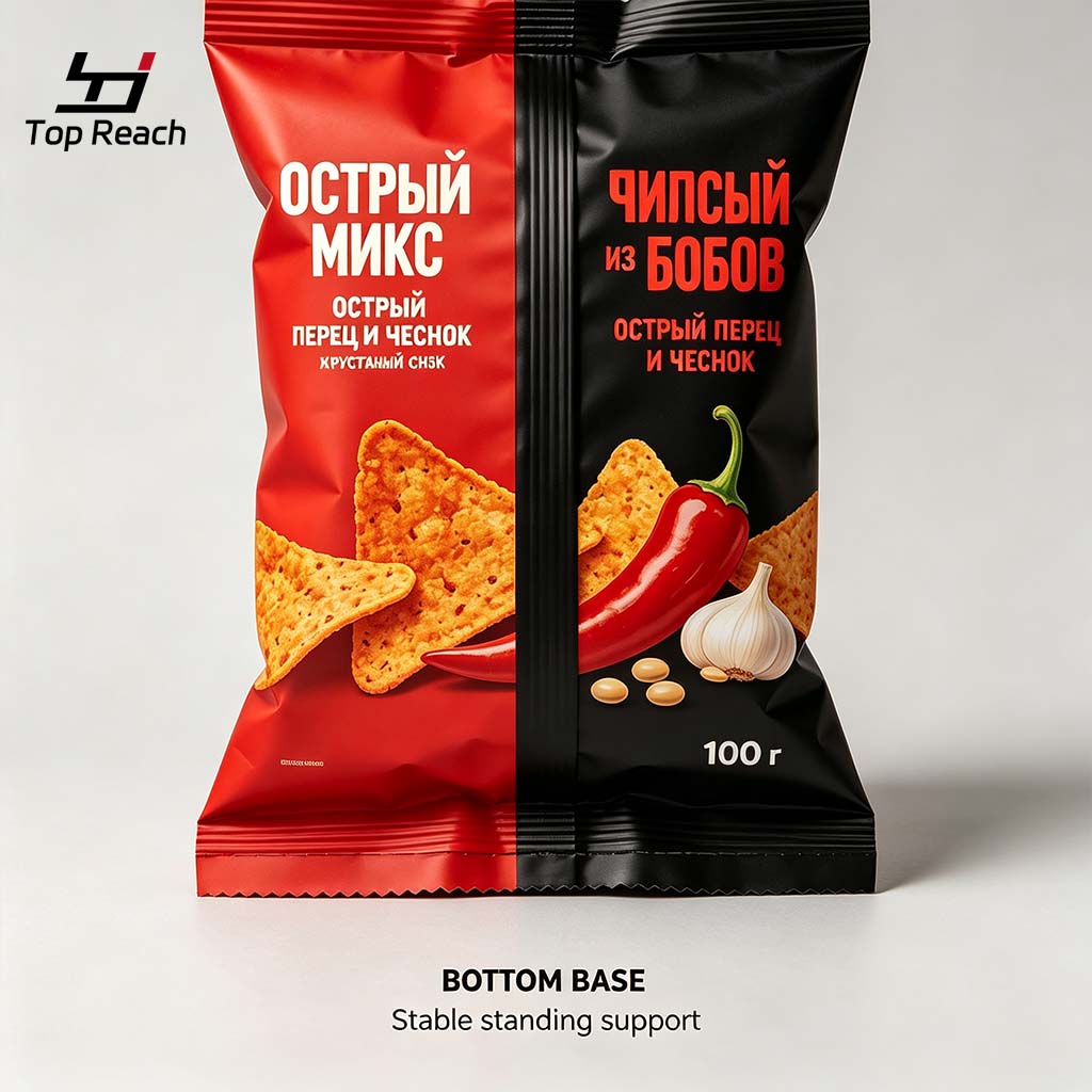Dual-Design Back-Seal Pillow Pouch for Spicy Bean Chips