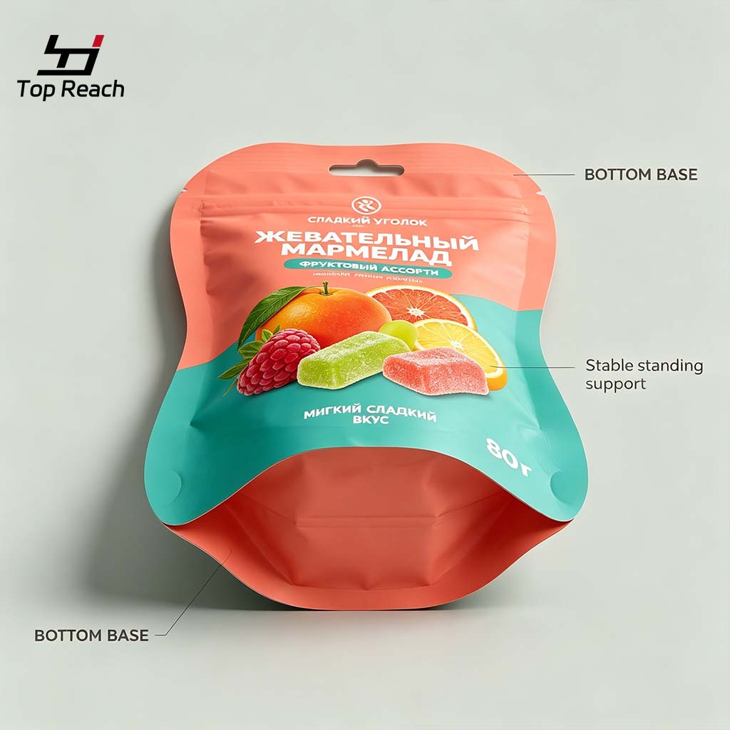 Custom Die-Cut Resealable Stand-Up Pouch for Gummy Candy