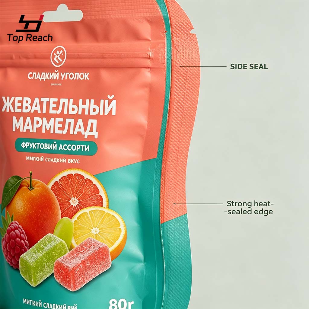 Custom Die-Cut Resealable Stand-Up Pouch for Gummy Candy