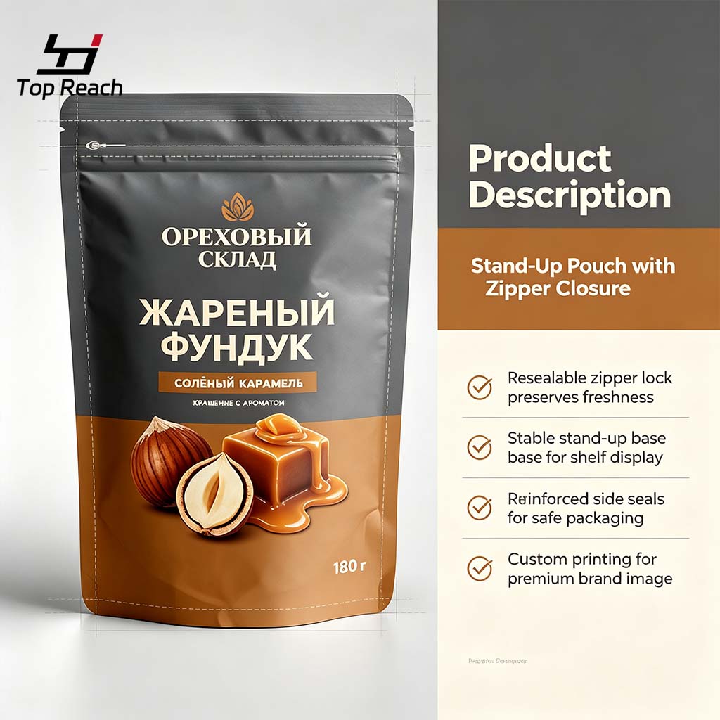 Stand‑Up Zipper Pouch for Nuts